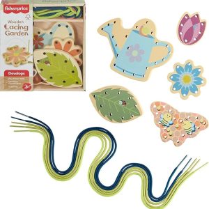Wood Preschool Toy Lacing Activity Cards